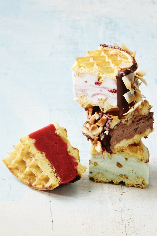 summer party ideas   waffle ice cream sandwiches