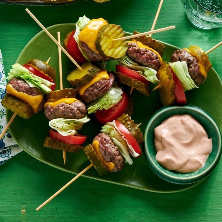 summer pickle cheeseburger bites