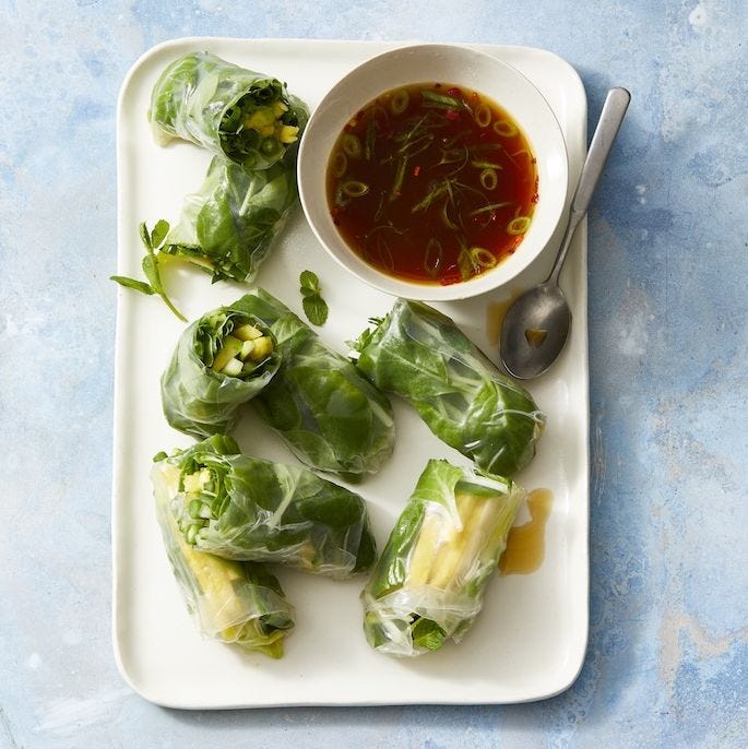 summer rolls, vegan super bowl recipes