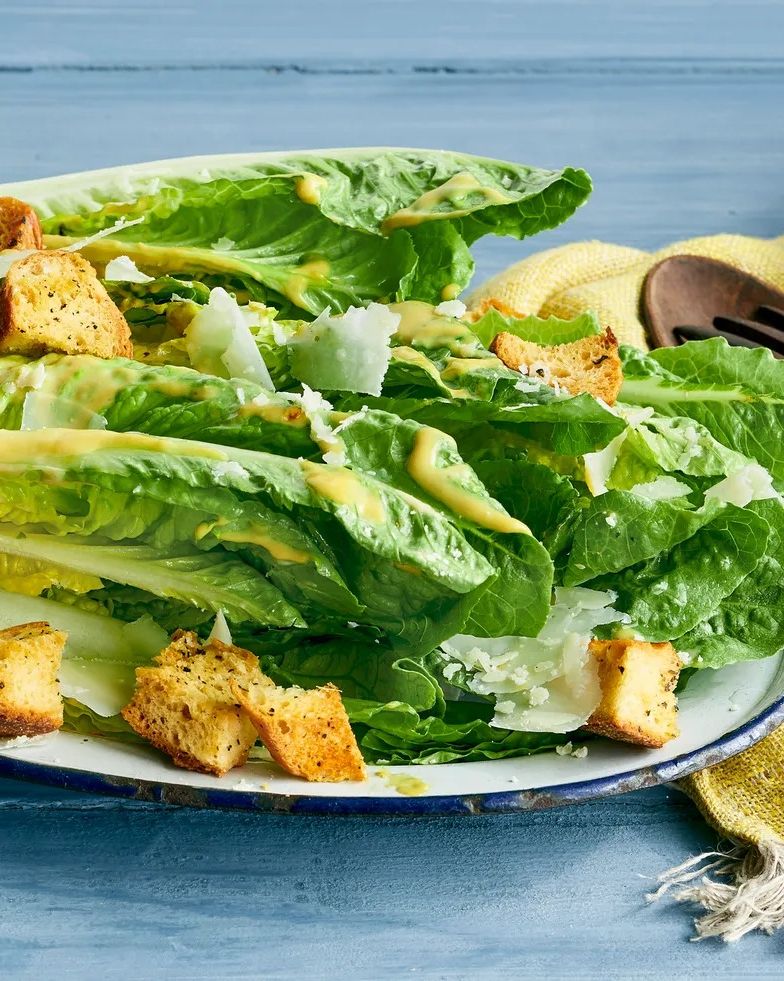 caesar salad spears with croutons