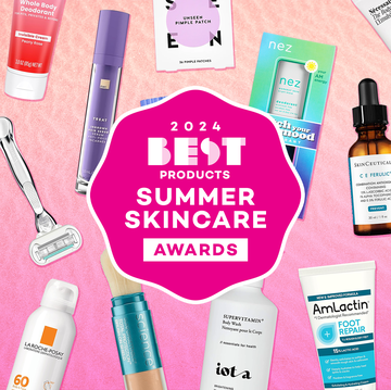 best products summer skincare 2024 badge and a collage of the winning products