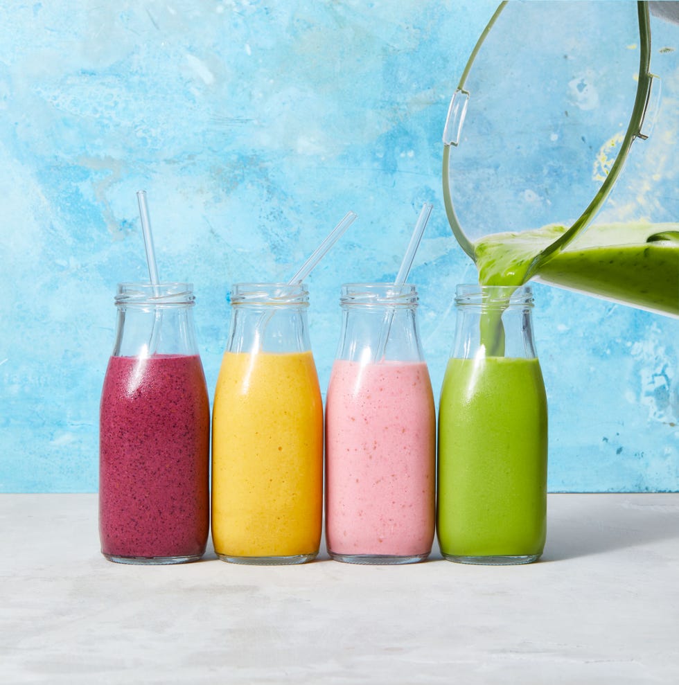 raspberry smoothie in a glass jar