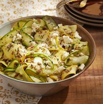 squash ribbon salad with sunflower seeds