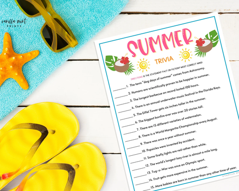 summer things to do trivia game
