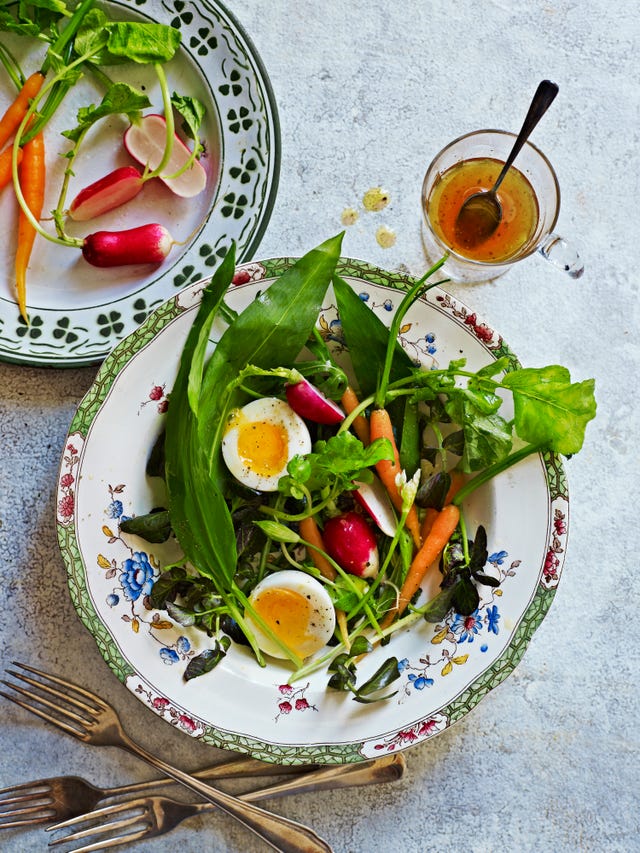 summer vegetable and wild garlic salad