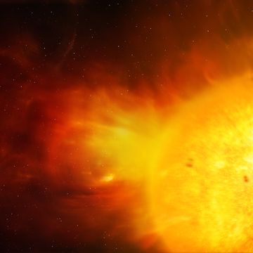 sun and coronal mass ejection, illustration