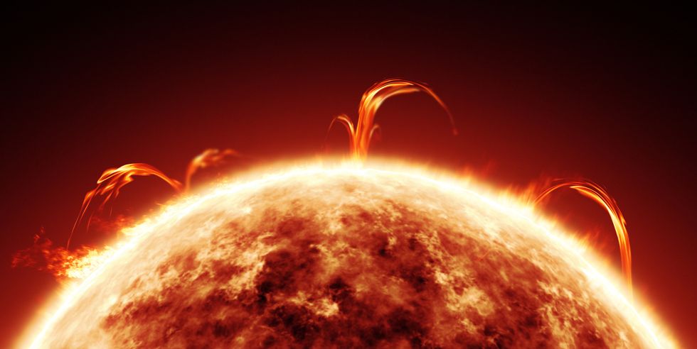 sun close up showing solar surface activity and corona