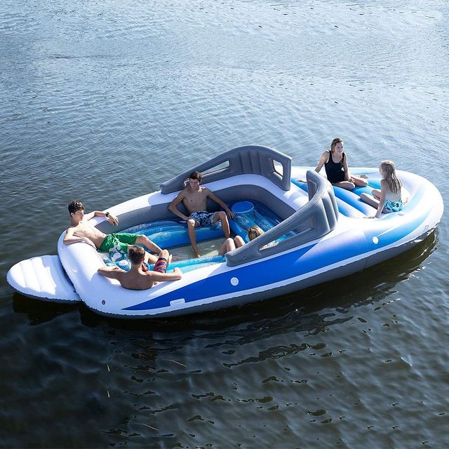sun pleasure 6 person inflatable bay breeze boat island party pool float