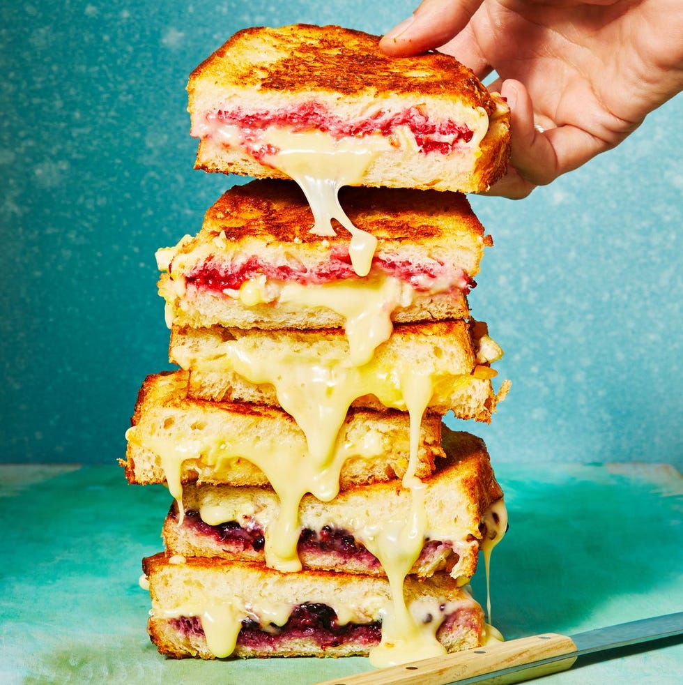 jammy grilled cheeses stacked on top of each other