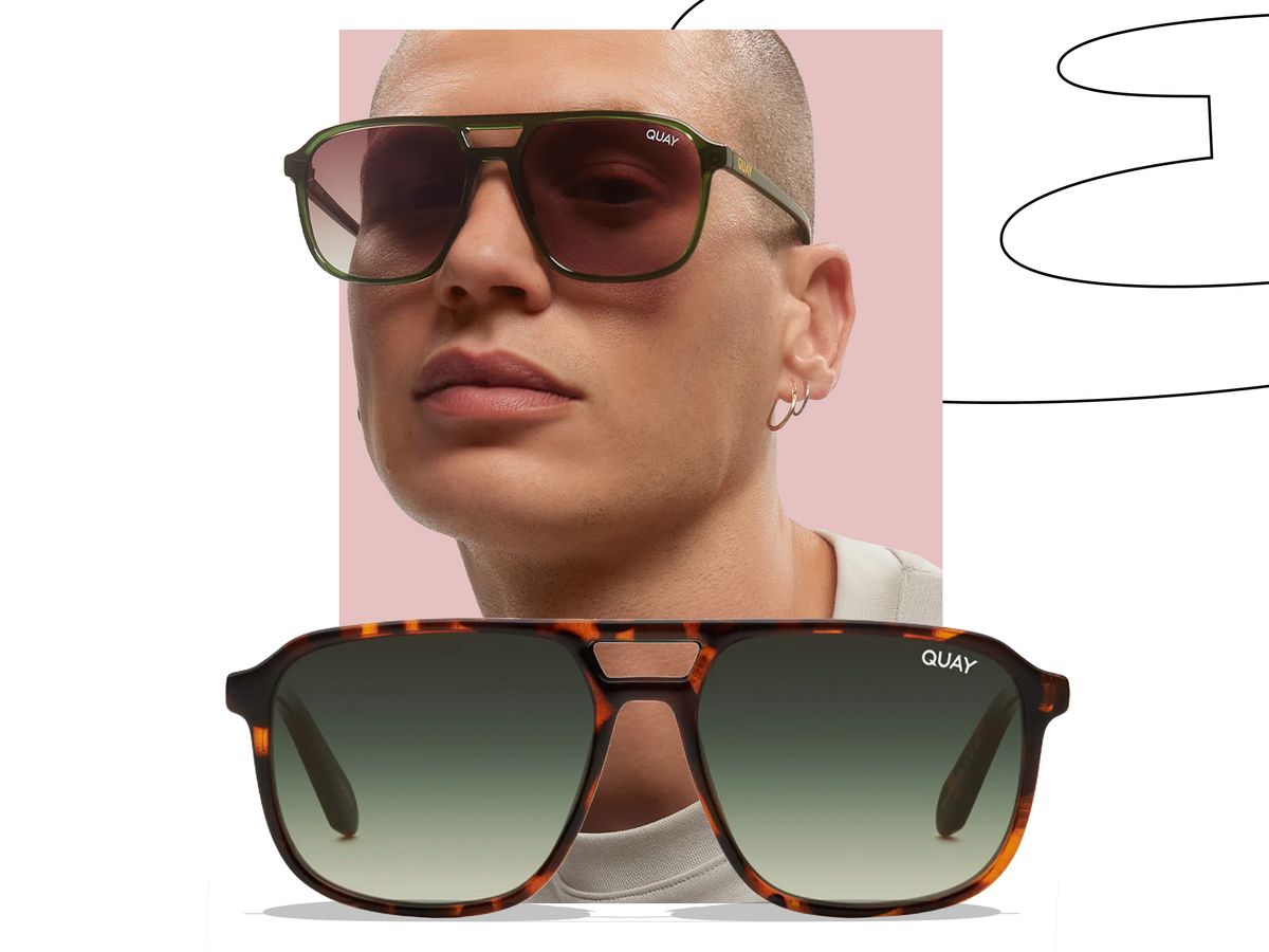 Accessories, Black Lens Retro Men Square Sunglasses Brown