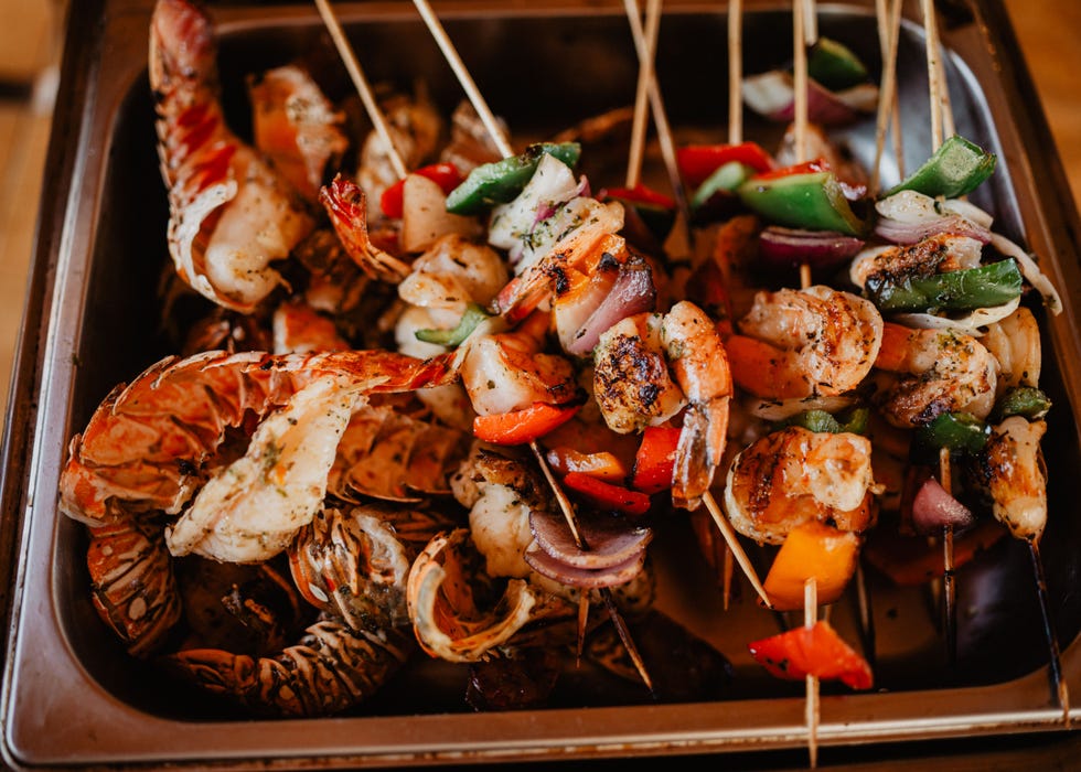 a pan of seafood