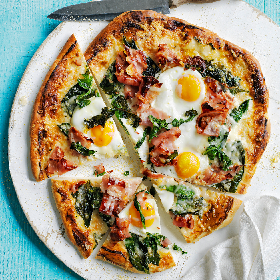 Sunny-Side-Up Eggs Pizza - Healthy Brunch Pizza Recipe