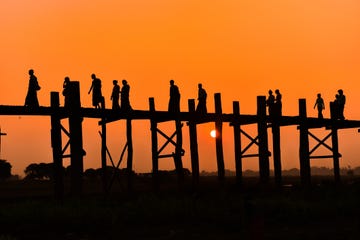 sunset at u pain bridge, myanmar