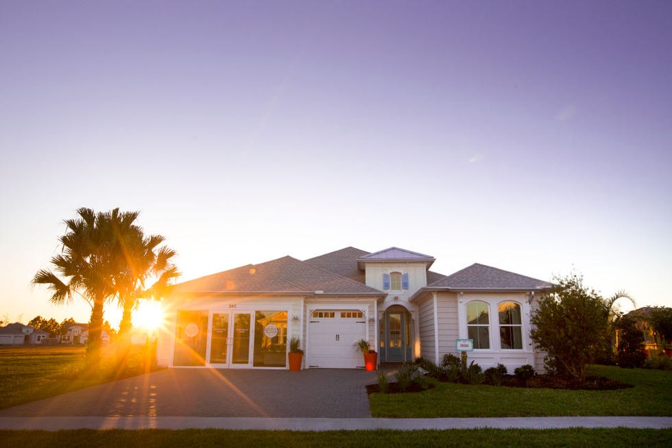 DAYTONA BEACH, FL - MARCH 2: Sunset behind the Aruba model home