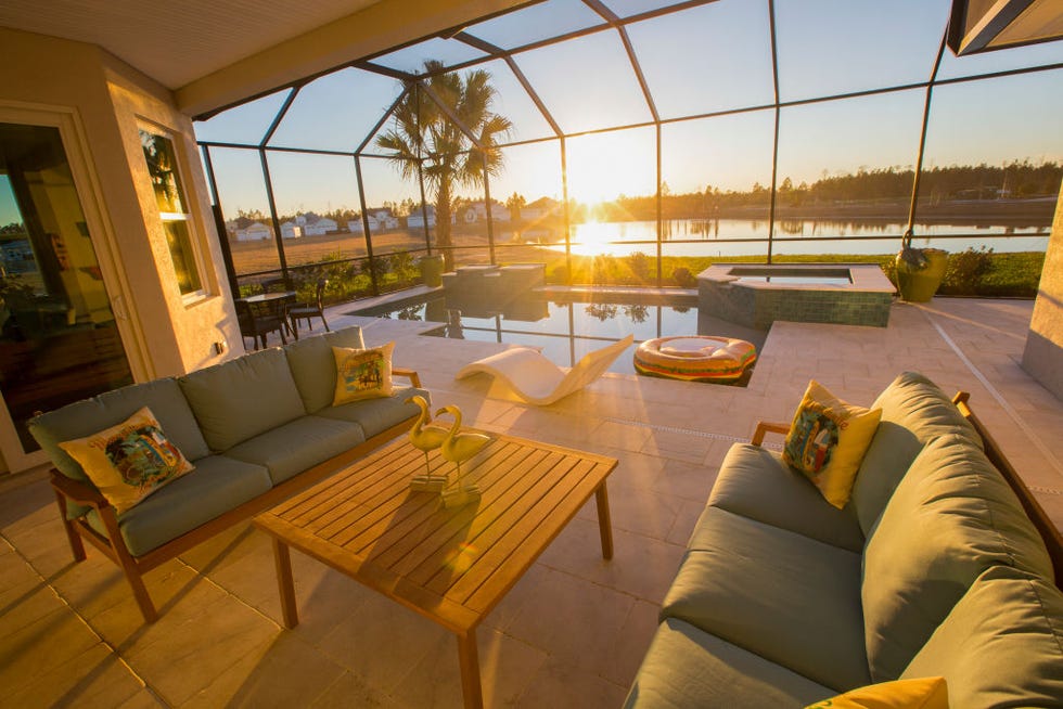DAYTONA BEACH, FL - MARCH 2: Sunset behind the Aruba model home