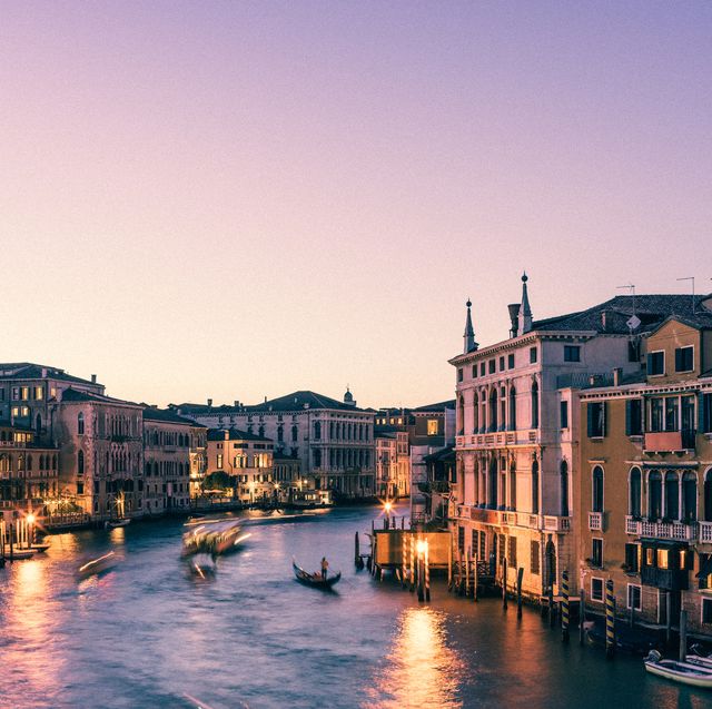 a sunset dusk view of venice stock photo