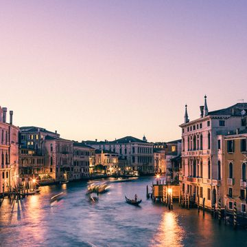 a sunset dusk view of venice stock photo