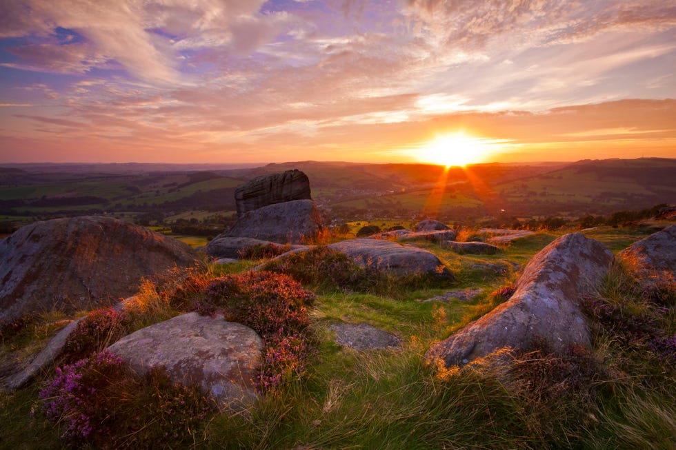sunset over leicestershire, england, uk
