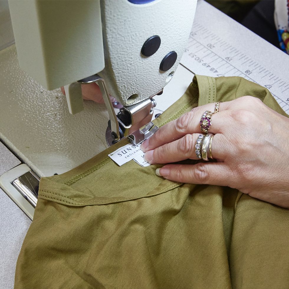 Sewing, Sewing machine, Textile, Hand, Zipper, Button, Linens, Fashion accessory, Jeans, Sewing machine needle, 
