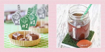 super bowl decorating ideas foam finger toothpicks and astroturf flag pennants