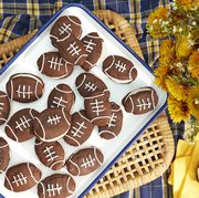 whoopie pies decorated to look like footballs