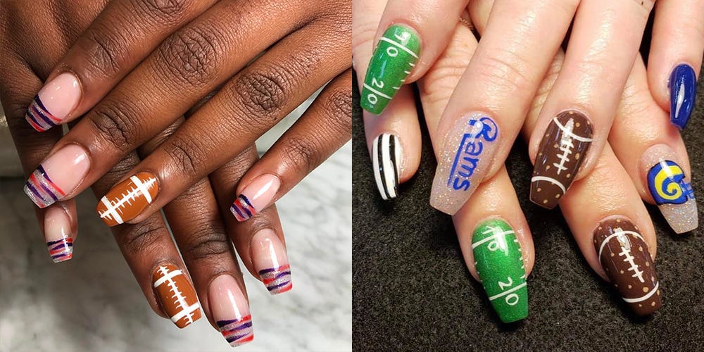 DIY Big Game Football Themed Nails