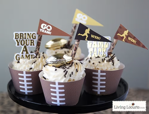 super bowl party ideas football cupcake wrappers
