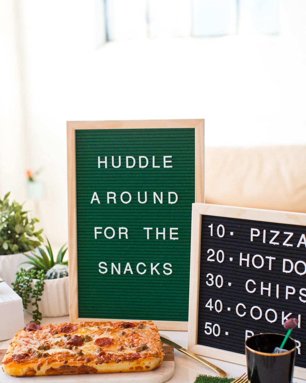 super bowl party ideas huddle letterboard menus