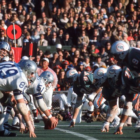 new orleans, la   january 16 the miami dolphins defense against the dallas cowboys offense during super bowl vi at tulane stadium january 16, 1972 in new orleans, louisiana the cowboys won the super bowl 24 3 photo by focus on sportgetty images