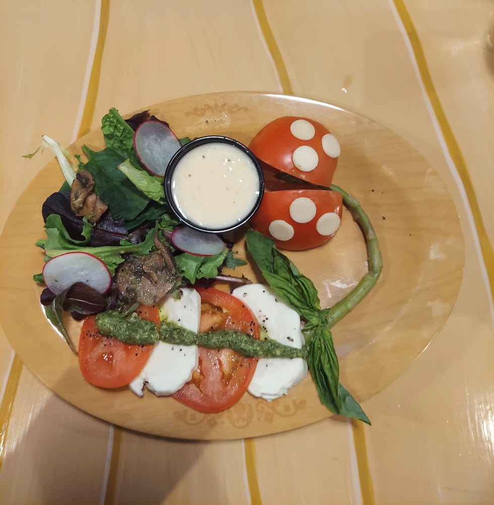 the piranha plant caprese at toadstool cafe