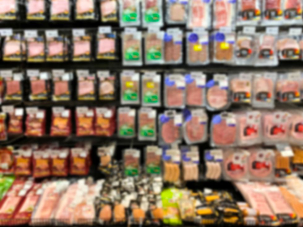 supermarket shelf defocus background