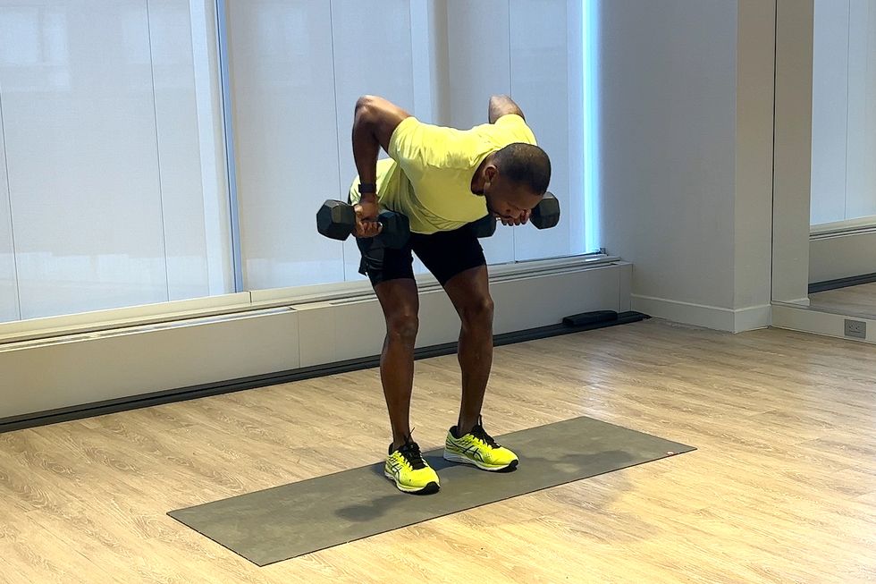 upper body dumbbell workout, supinated bent over row