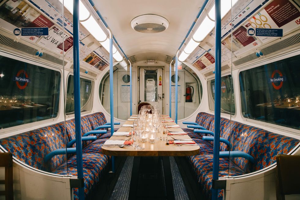 a table on a train
