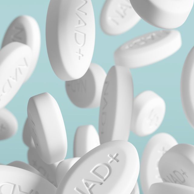 nad supplement pills. there are many pills in the air. nad anti aging therapy concept. 3d illustration, rendered