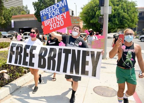 freebritney protest outside courthouse in los angeles during conservatorship hearing