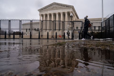 washington, dc   february 22 razor wire topped fencing is seen surrounding the supreme court of the united states on monday, feb 22, 2021 in washington, dc  kent nishimura  los angeles times via getty images