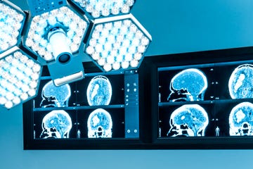 surgical light and monitors in operating theatre