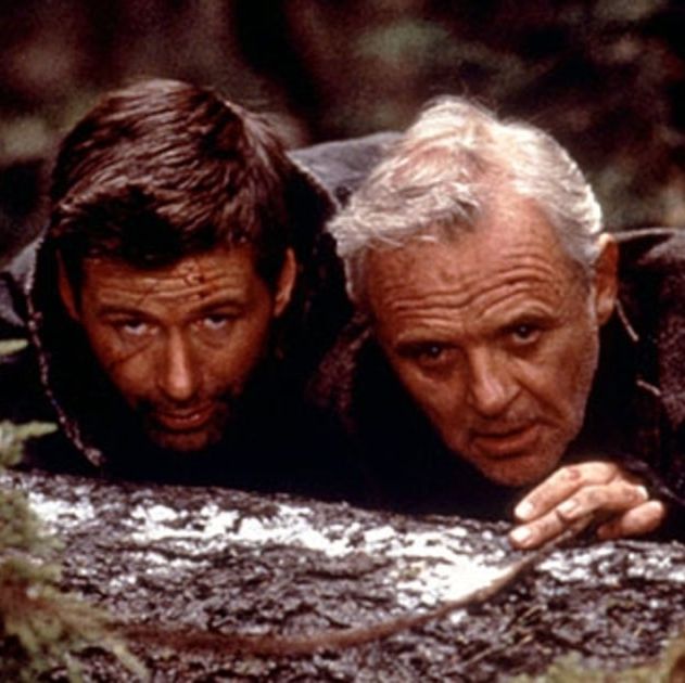 the edge, a good housekeeping pick for best survival movies, stars  alec baldwin and anthony hopkin in a movie about two men who do not trust each other but have to rely on each other for survival after a plane crash