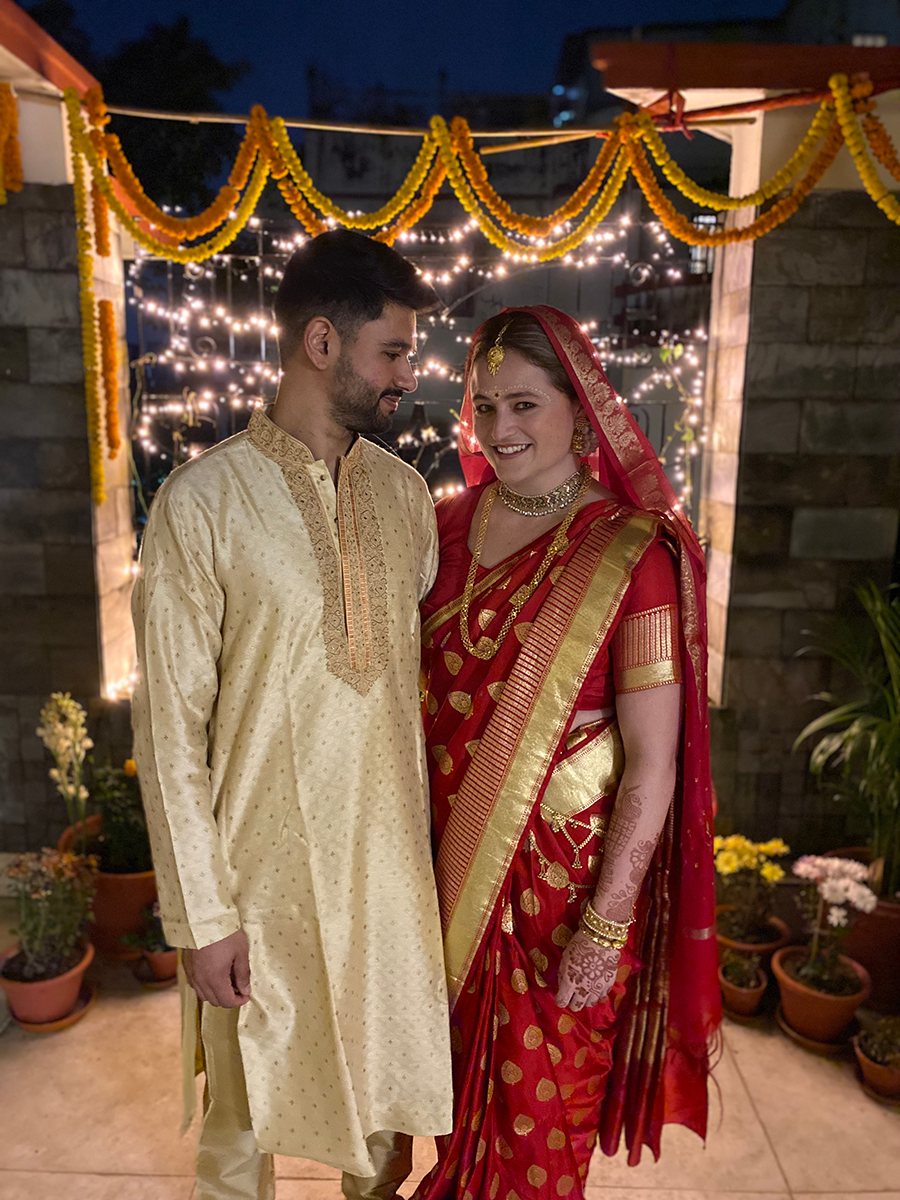 the bride and groom on their wedding day in india