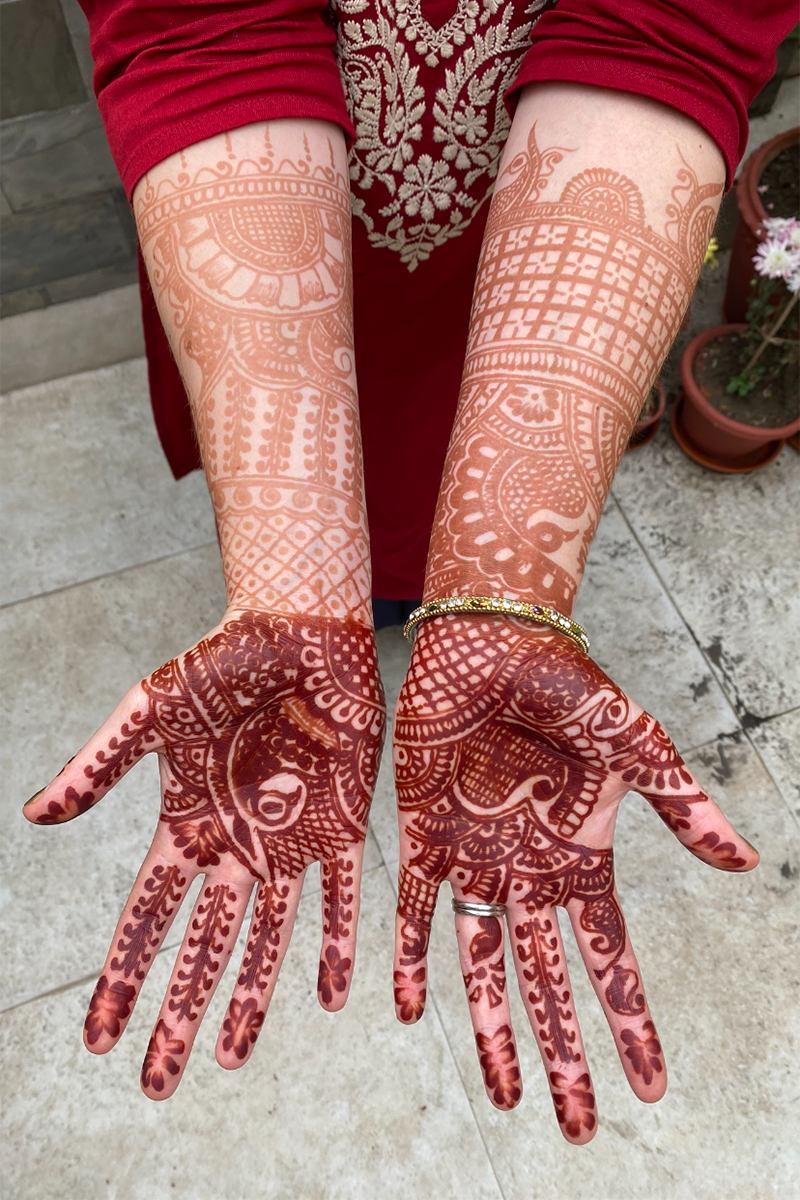 a bride's wedding henna