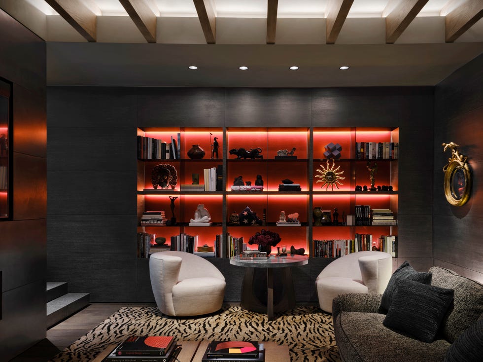 casa de campo contemporánea: biblioteca