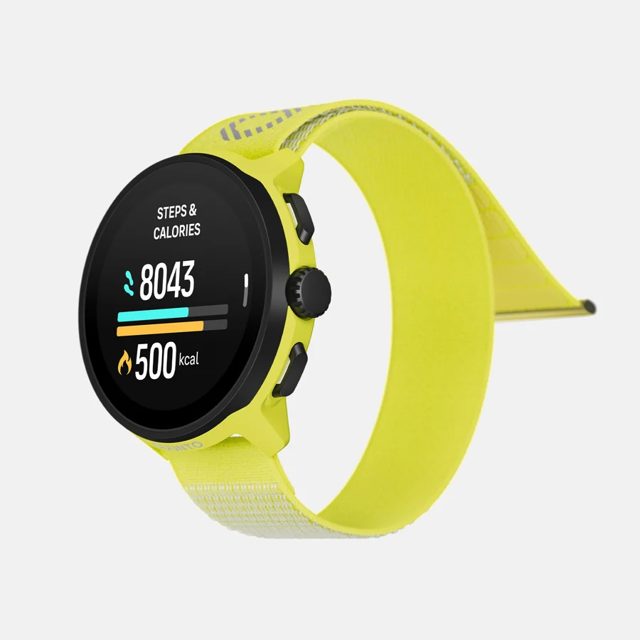 fitness watch displaying step count and calories burnt