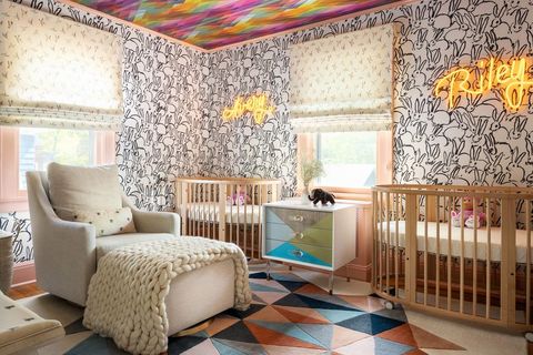swati goorha designs a chic, psychedelic nursery fit for twins