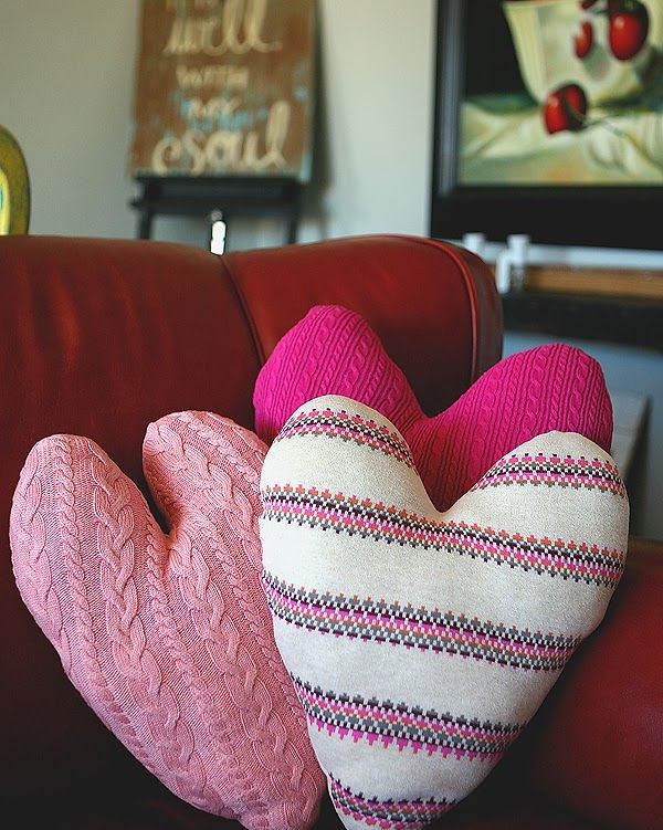 sweater heart pillow
