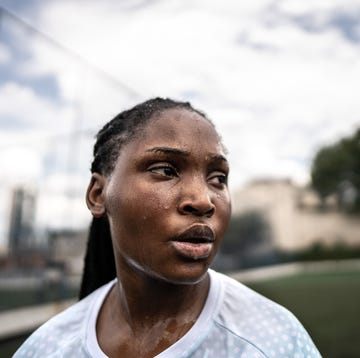 Sweaty female soccer player in the field sweaty female soccer player in the field