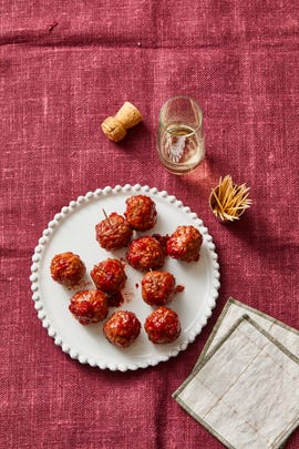 a plate of sweet and sour meatballs