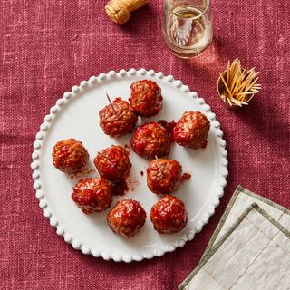 a plate of sweet and sour meatballs