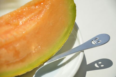 sweet orange melon grown in yuubari city, japan