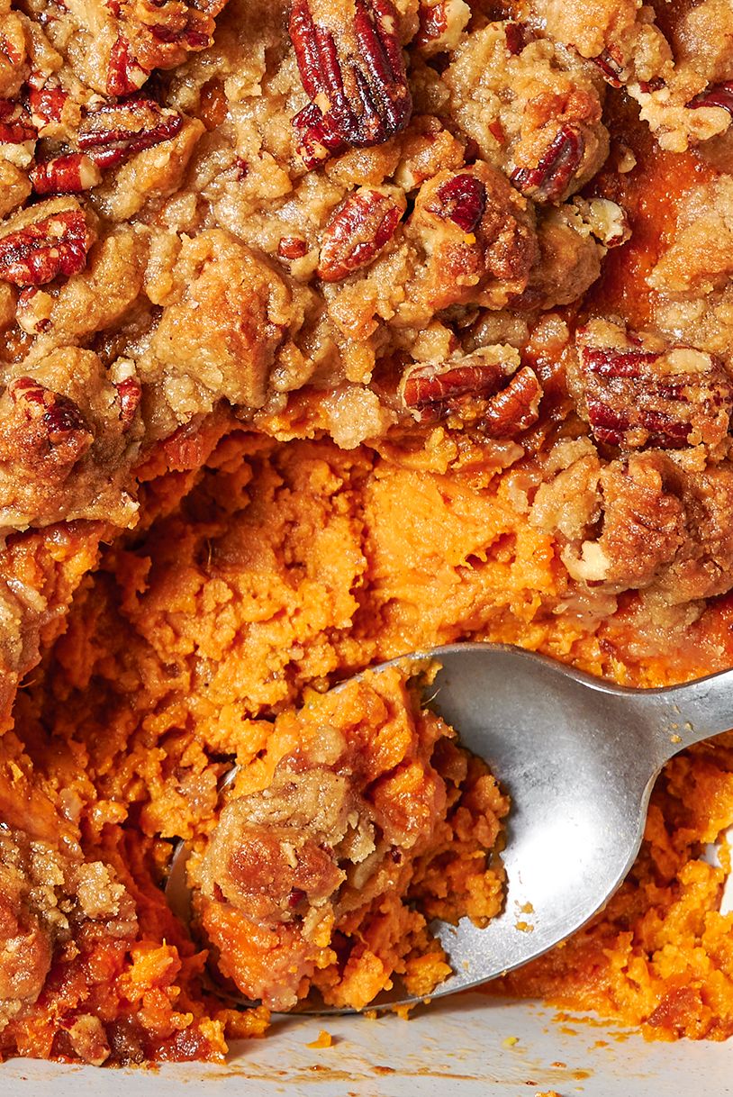 sweet potato casserole with crumbly pecan topping