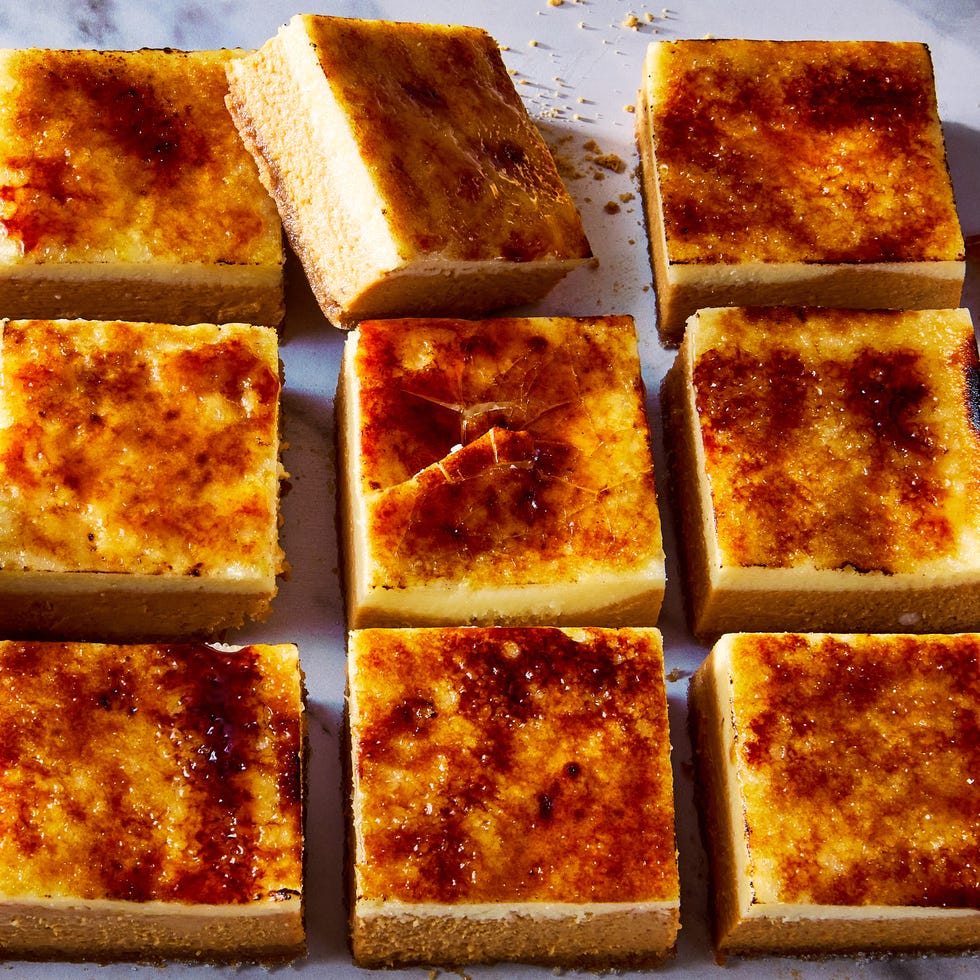 sweet potato bars with a torched sugar topping